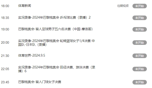 央视5套明天18:35暂无国足vs日本直播，19点直播残奥会足球